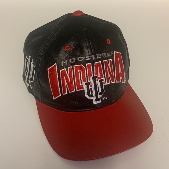 RARE men’s leather Indiana University vintage SnapBack hat - Picture 1 of 5